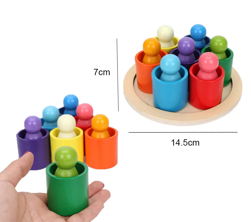 Bloques de arcoíris de madera, juguetes apilables de madera, bloques de construcción de arcoíris de los hermanos Grimm, bolas, juguete educativo Montessori, apilador de arcoíris para niños