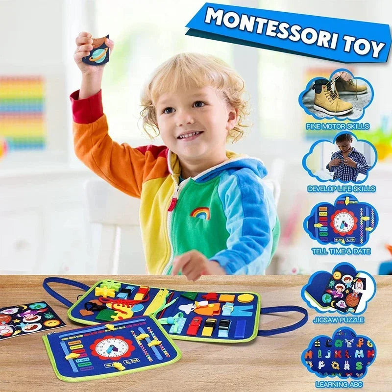 Juguete de viaje Montessori para niños, libro de actividades , libro de actividades tranquilo, tablero de actividades, libro educativo de aprendizaje sensorial.