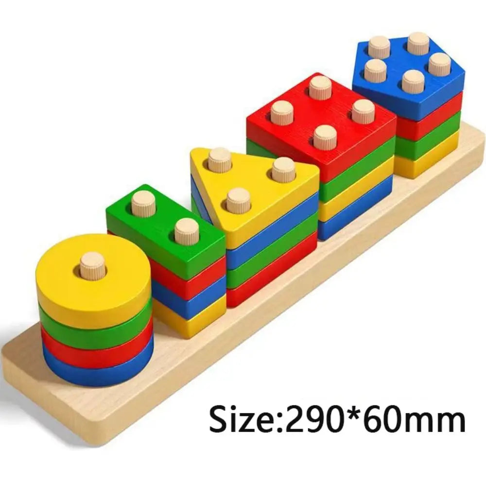 Juguetes sensoriales para bebés inspirados en Montessori, regalos educativos de madera, juegos de desarrollo, rompecabezas de clasificación y apilamiento, bloques de arcoíris.