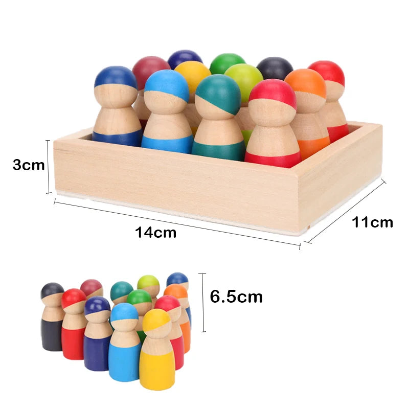 Bloques de arcoíris de madera, juguetes apilables de madera, bloques de construcción de arcoíris de los hermanos Grimm, bolas, juguete educativo Montessori, apilador de arcoíris para niños