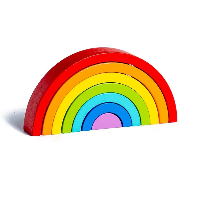 Nuevos bloques de construcción Montessori con arcoíris y puente de arcoíris para niños, juguetes de madera para educación temprana, bloques cognitivos de colores, juguetes