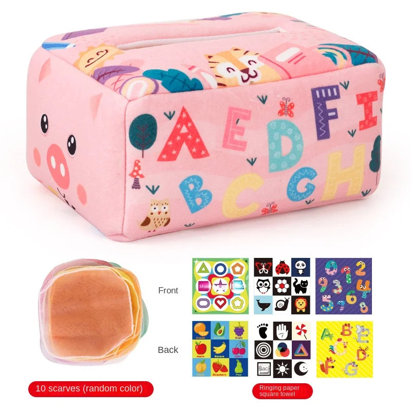 Juguete Montessori para bebé, caja de pañuelos mágica, actividad educativa y sensorial para niños, ejercicio de dedos, juego de mesa para bebés.