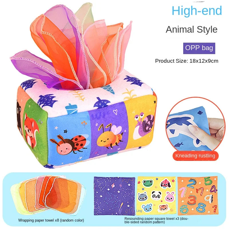 Juguete Montessori para bebé, caja de pañuelos mágica, actividad educativa y sensorial para niños, ejercicio de dedos, juego de mesa para bebés.