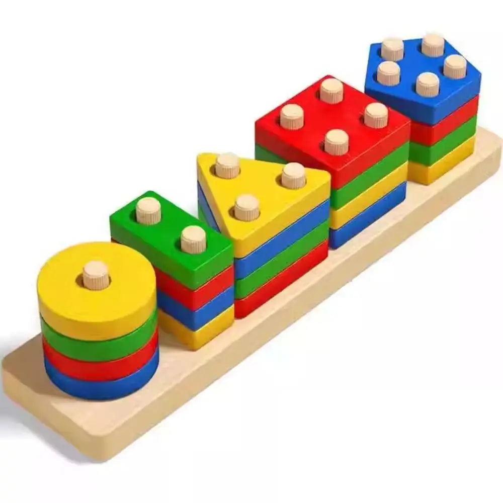 Juguetes sensoriales para bebés inspirados en Montessori, regalos educativos de madera, juegos de desarrollo, rompecabezas de clasificación y apilamiento, bloques de arcoíris.