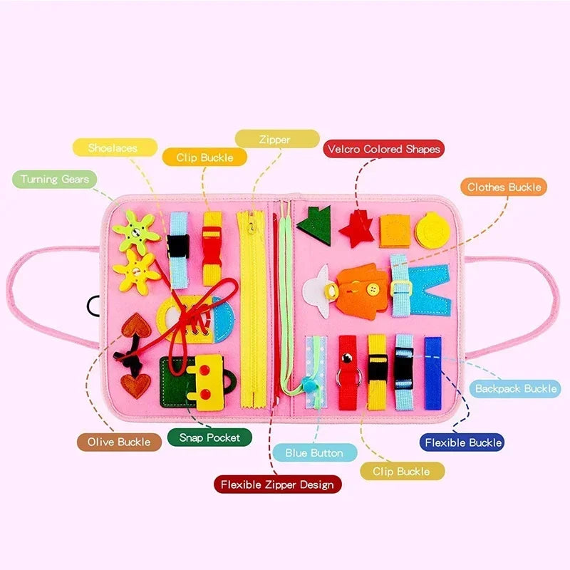 Juguete de viaje Montessori para niños, libro de actividades , libro de actividades tranquilo, tablero de actividades, libro educativo de aprendizaje sensorial.