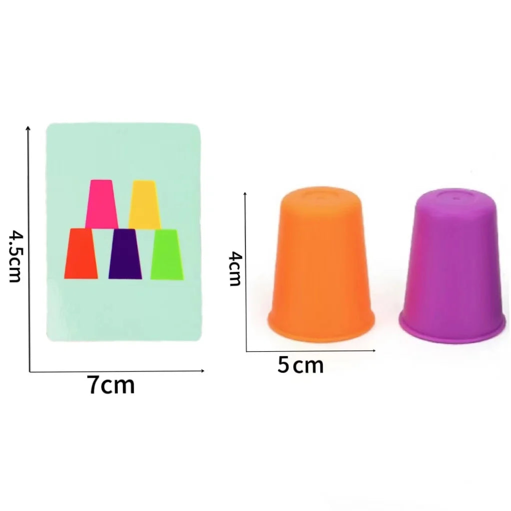 Juego de minitazas apilables Montessori con cartas, educativo, intelectual, cognición del color, entrenamiento lógico para niños.