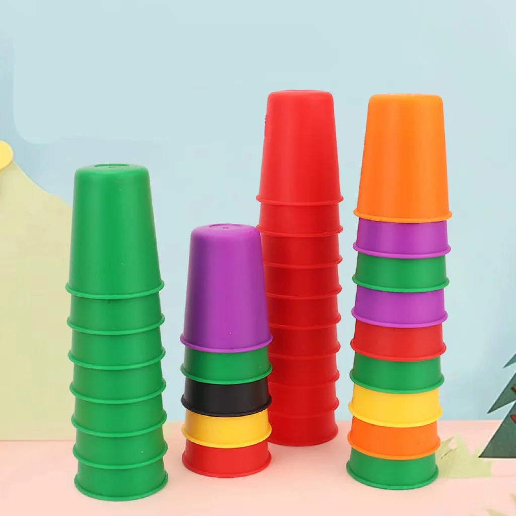 Juego de minitazas apilables Montessori con cartas, educativo, intelectual, cognición del color, entrenamiento lógico para niños.